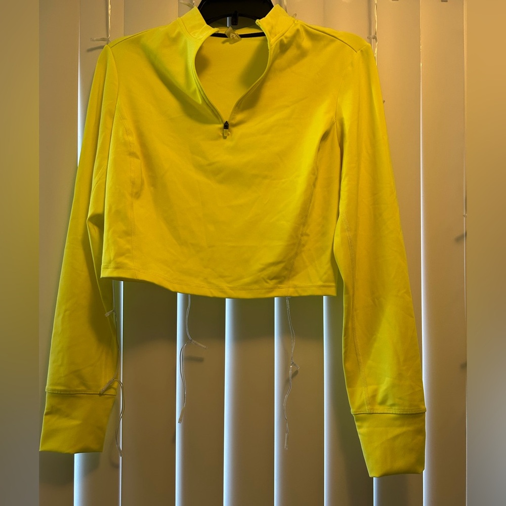 Neon Yellow Cropped Quarter Zip